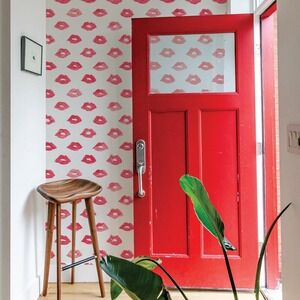 Tempaper Painted Lips Red Removable Wallpaper Self-Adhesive 20.5"x16.5' One Roll